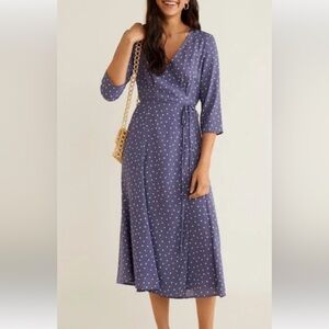 Mango purple Polka Dot Midi Dress